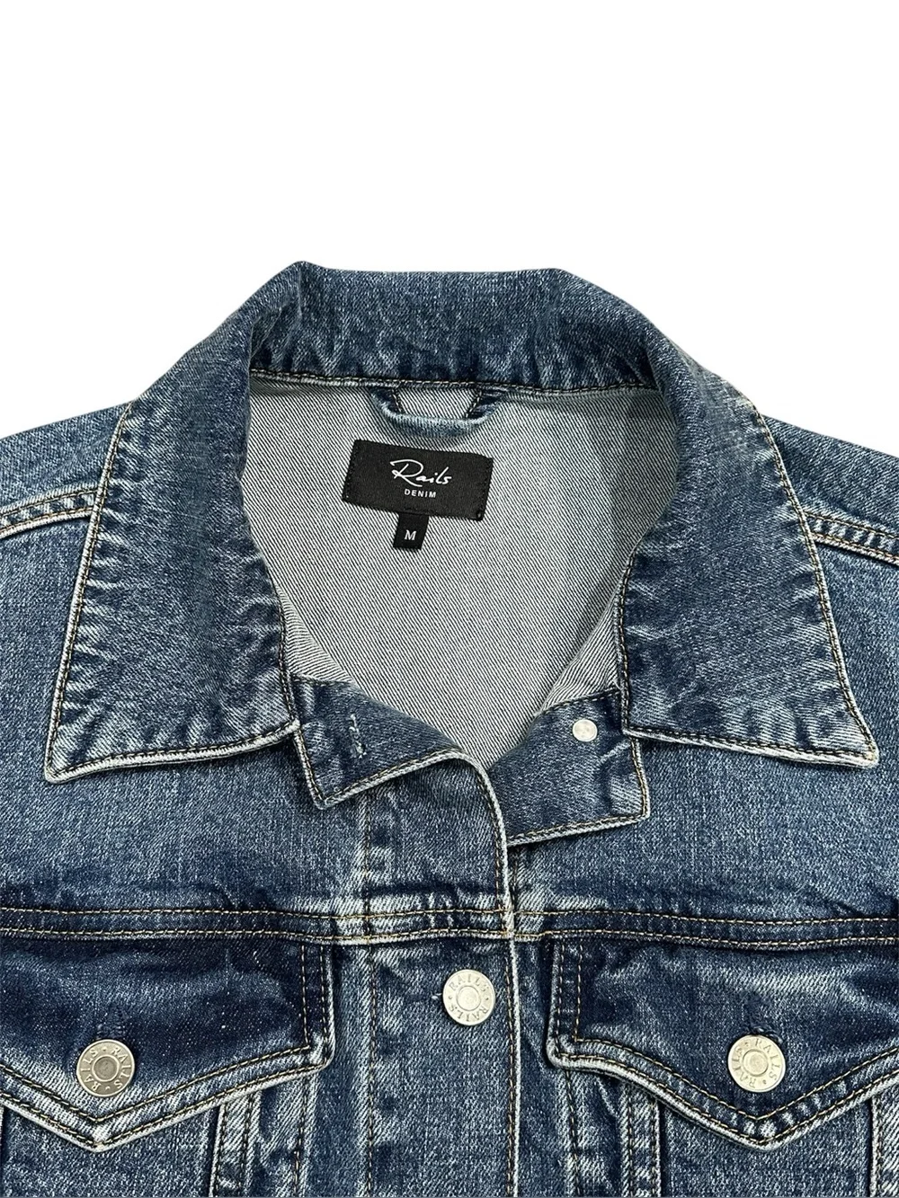 Rails Star Denim Jacket Grove Boyfriend Fit Medium Distressed Boho Western M